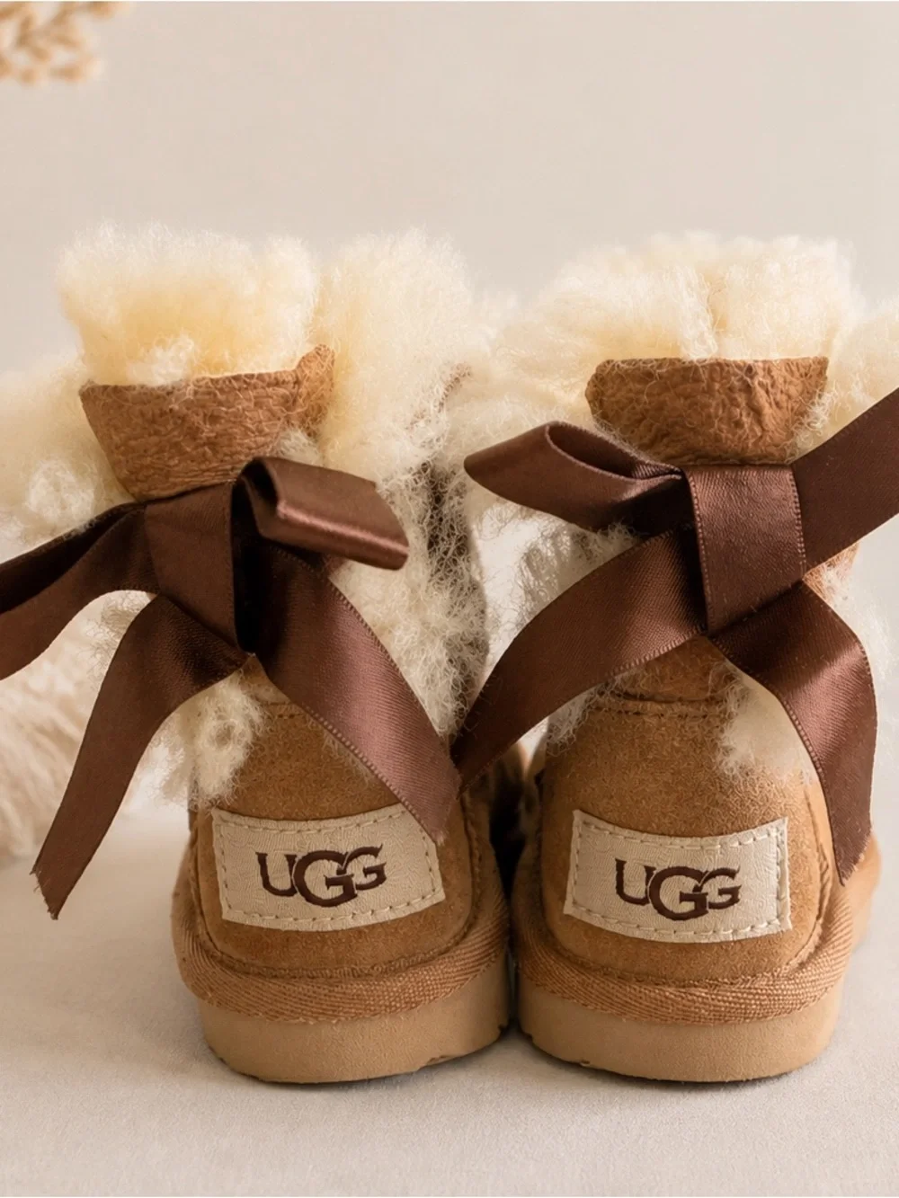 UGG Kids Bailey Bow Chestnut Shearling Boots Toddler Size 7
